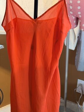 Lauren Ralph Lauren Orange-Red Slip Midi Dress size 8